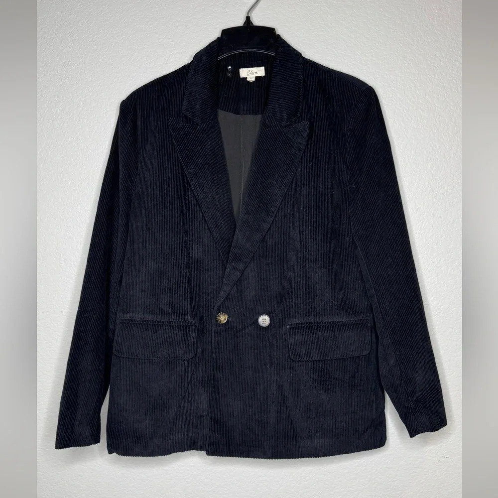 Elan Black‎ Oversized Corduroy Blazer Jacket Size Medium Office Siren Corpcore